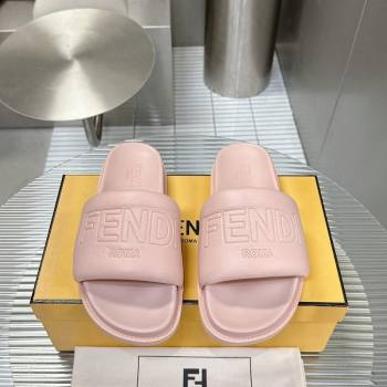 Fendi Roma Calfskin Flat Slide Sandals Light Pink 2024 0604 (MD-240604154)
