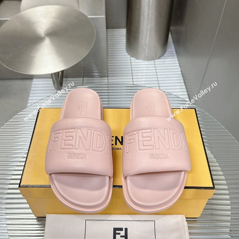 Fendi Roma Calfskin Flat Slide Sandals Light Pink 2024 0604 (MD-240604154)