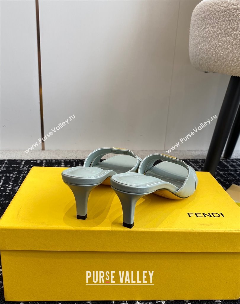 Fendi FFold medium-heeled slide sandals 6cm in Calfskin Grey 2024 (KL-240604203)