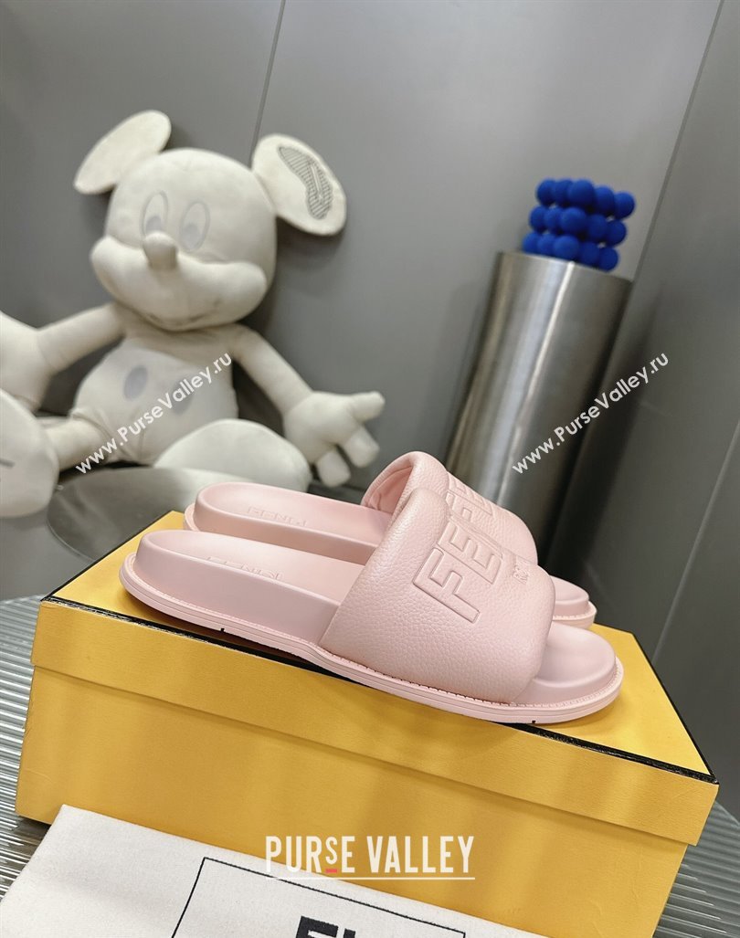 Fendi Roma Calfskin Flat Slide Sandals Light Pink 2024 0604 (MD-240604154)