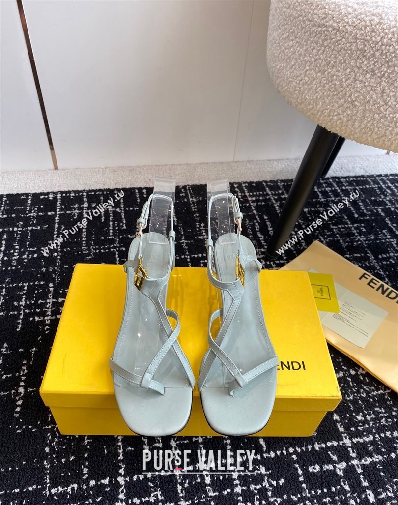 Fendi FFold medium-heeled sandals 6cm in Calfskin Leather Grey 2024 (KL-240604206)