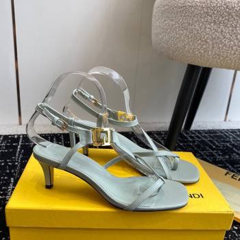 Fendi FFold medium-heeled sandals 6cm in Calfskin Leather Grey 2024 (KL-240604206)