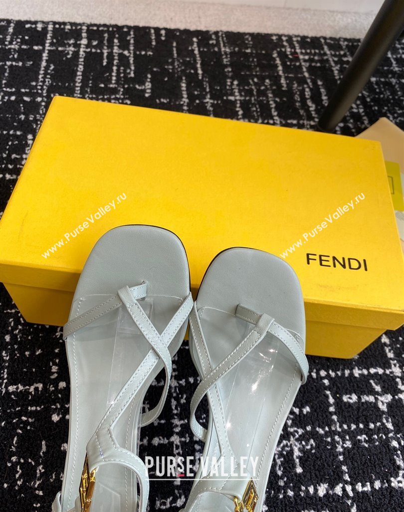 Fendi FFold medium-heeled sandals 6cm in Calfskin Leather Grey 2024 (KL-240604206)