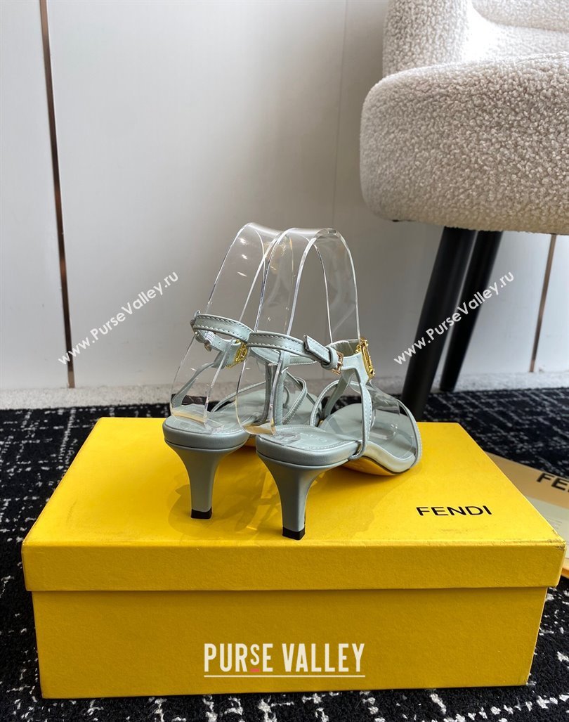 Fendi FFold medium-heeled sandals 6cm in Calfskin Leather Grey 2024 (KL-240604206)