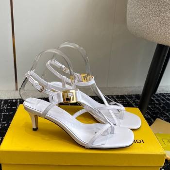 Fendi FFold medium-heeled sandals 6cm in Calfskin Leather White 2024 (KL-240604208)