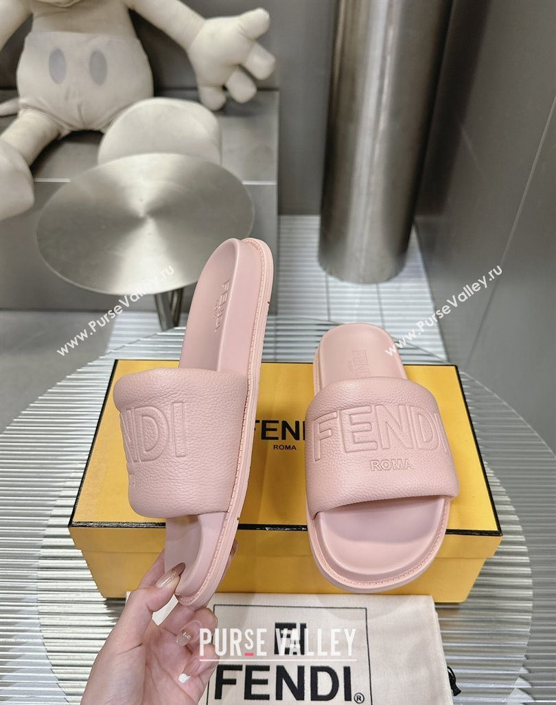 Fendi Roma Calfskin Flat Slide Sandals Light Pink 2024 0604 (MD-240604154)