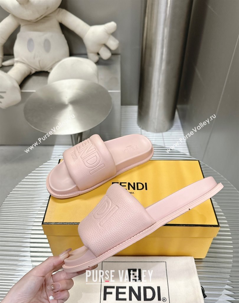 Fendi Roma Calfskin Flat Slide Sandals Light Pink 2024 0604 (MD-240604154)