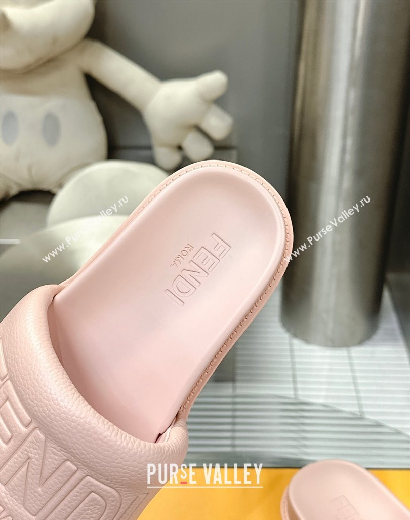 Fendi Roma Calfskin Flat Slide Sandals Light Pink 2024 0604 (MD-240604154)