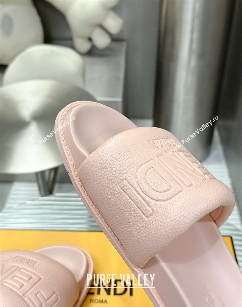 Fendi Roma Calfskin Flat Slide Sandals Light Pink 2024 0604 (MD-240604154)