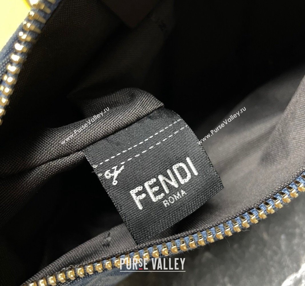 Fendi Fendigraphy Mini Hobo bag in Light Blue FF Denim Fabric 2024 (AFEI-240624102)