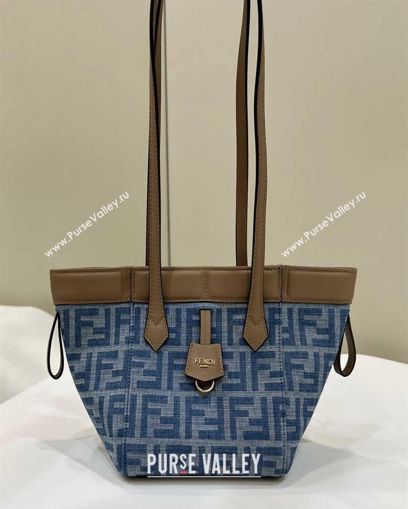 Fendi Origami Mini bag in Light Blue FF Denim Fabric that can be transformed 2024 (AFEI-240624104)