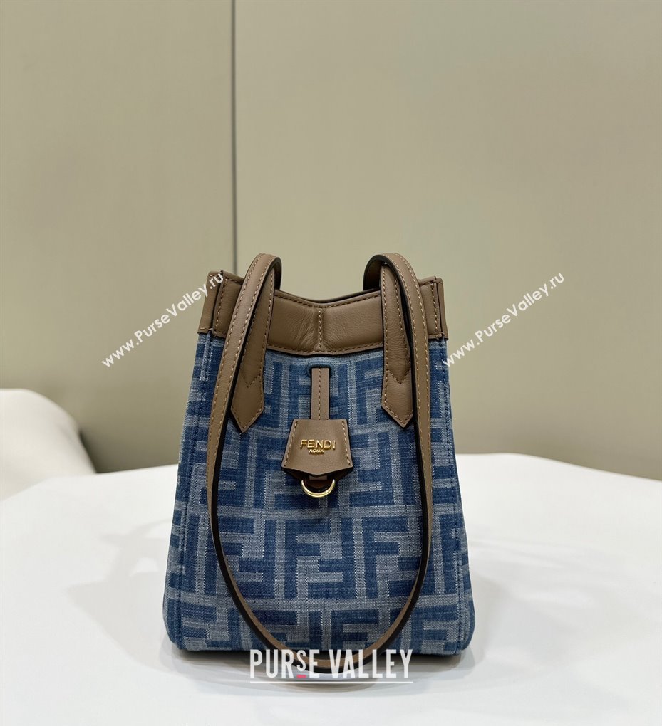 Fendi Origami Mini bag in Light Blue FF Denim Fabric that can be transformed 2024 (AFEI-240624104)