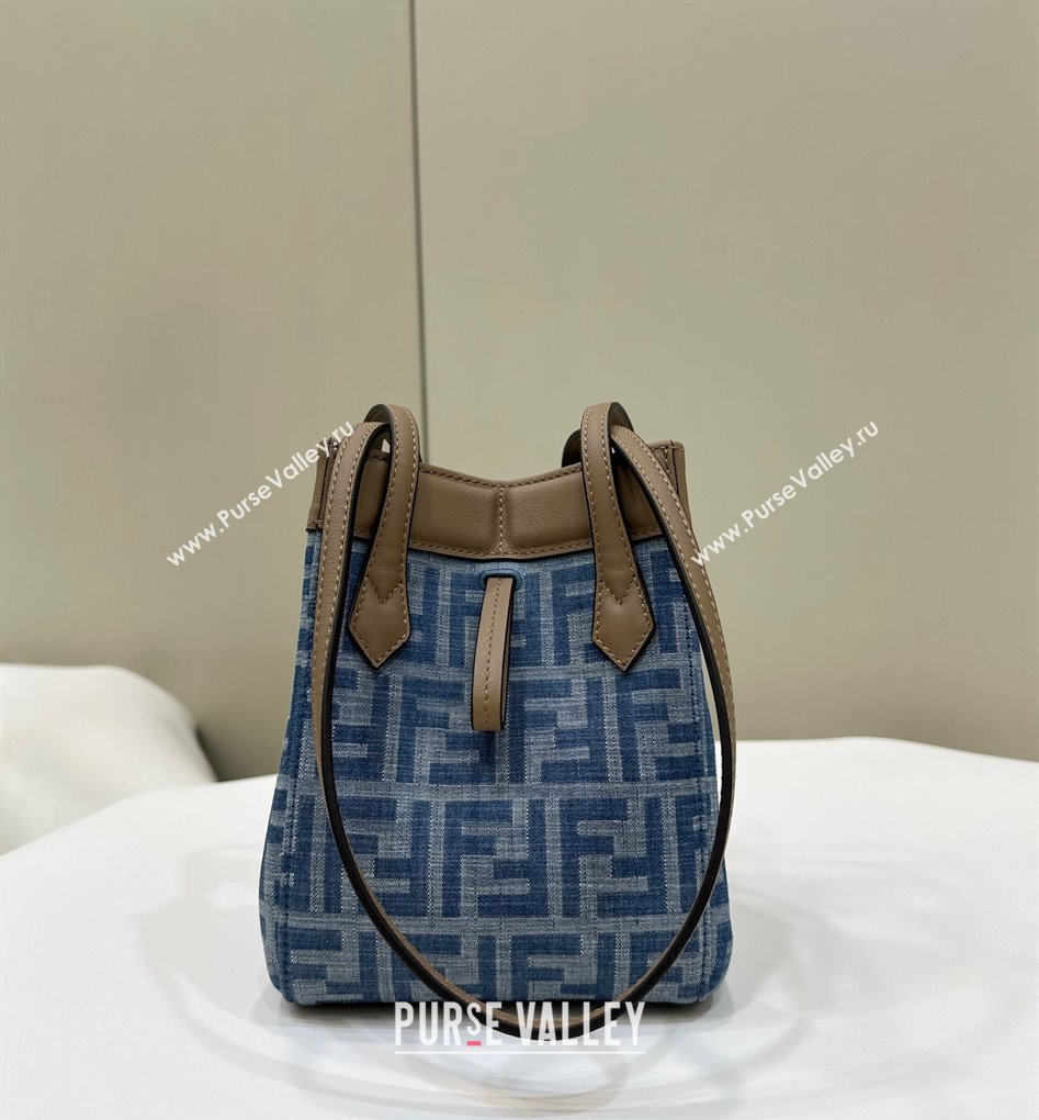 Fendi Origami Mini bag in Light Blue FF Denim Fabric that can be transformed 2024 (AFEI-240624104)