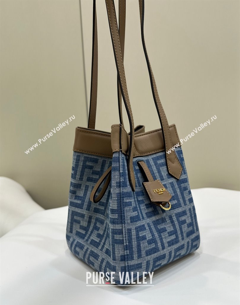 Fendi Origami Mini bag in Light Blue FF Denim Fabric that can be transformed 2024 (AFEI-240624104)