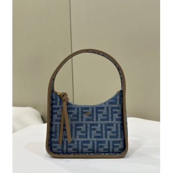 Fendi Mini Fendessence Mini Hobo bag in Light Blue FF Denim Fabric 2024 (AFEI-240624095)