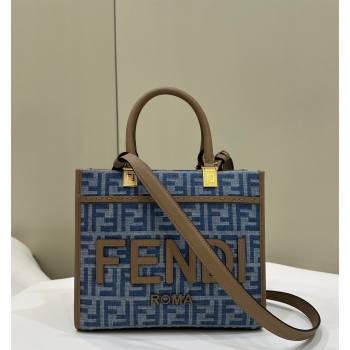 Fendi Sunshine Small Tote Bag bag in Light Blue FF Denim Fabric 2024 (AFEI-240624098)