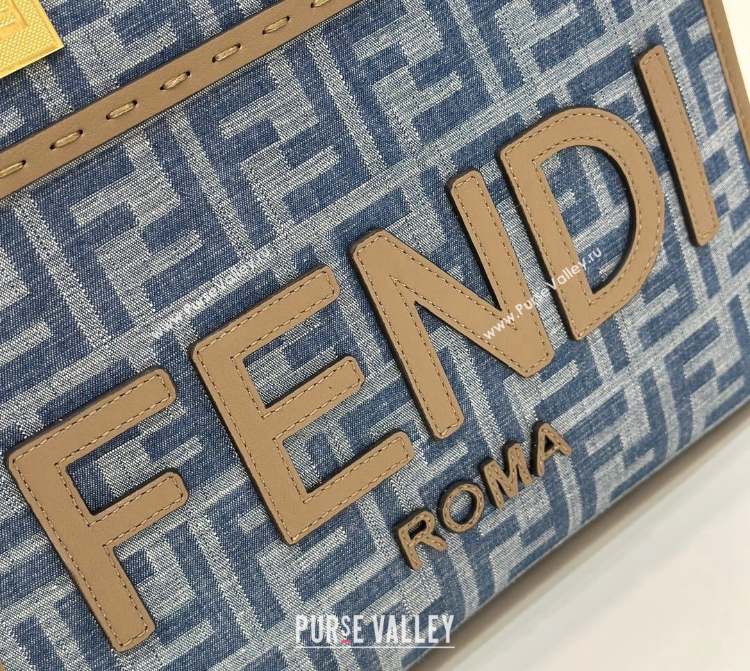 Fendi Sunshine Small Tote Bag bag in Light Blue FF Denim Fabric 2024 (AFEI-240624098)