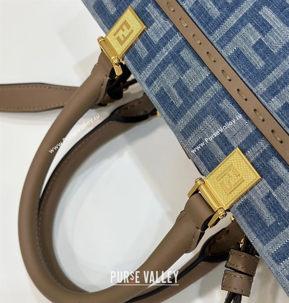 Fendi Sunshine Small Tote Bag bag in Light Blue FF Denim Fabric 2024 (AFEI-240624098)