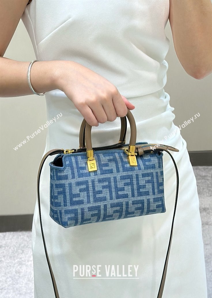 Fendi By The Way Mini Mini bag in Light Blue FF Denim Fabric 2024 (AFEI-240624100)