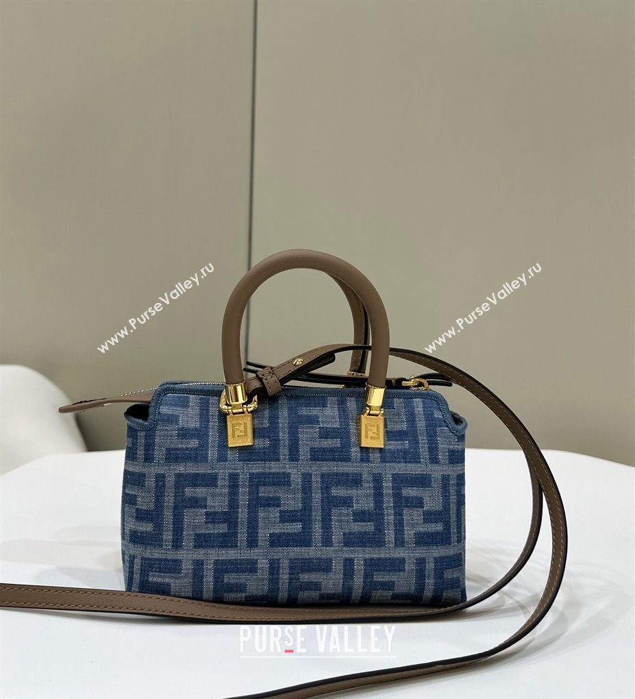 Fendi By The Way Mini Mini bag in Light Blue FF Denim Fabric 2024 (AFEI-240624100)