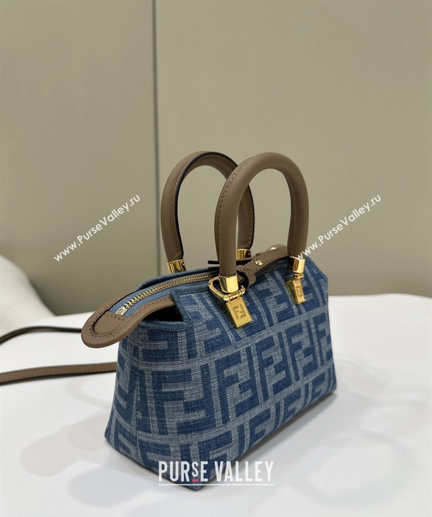 Fendi By The Way Mini Mini bag in Light Blue FF Denim Fabric 2024 (AFEI-240624100)