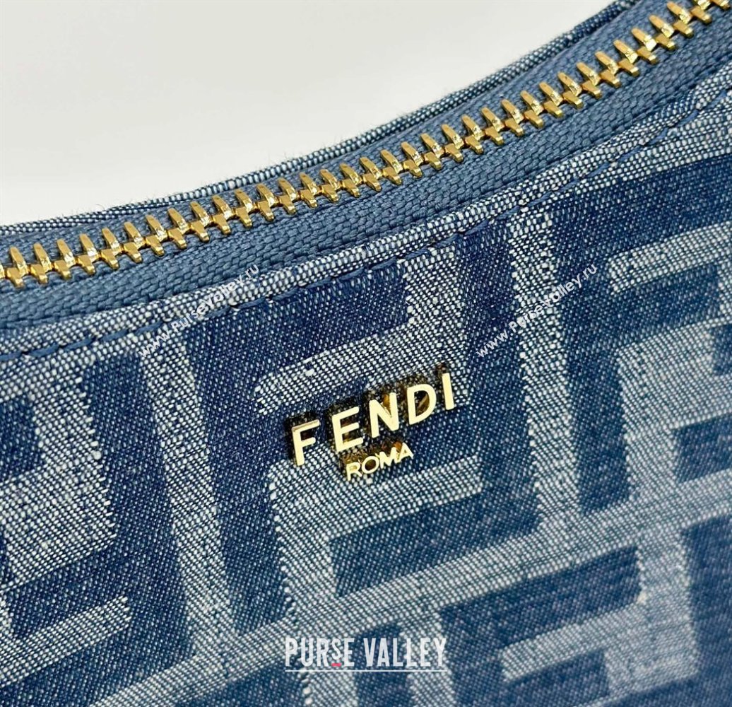 Fendi Mini Fendessence Mini Hobo bag in Light Blue FF Denim Fabric 2024 (AFEI-240624095)