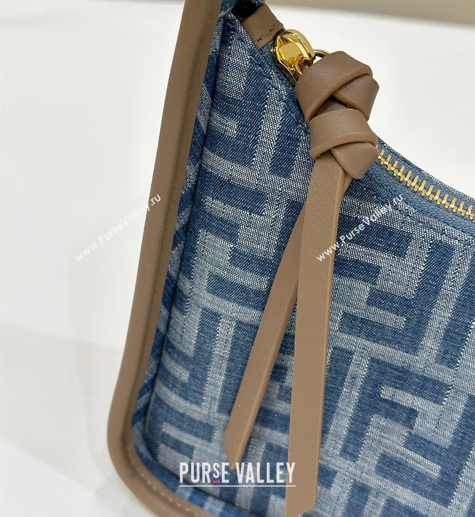 Fendi Mini Fendessence Mini Hobo bag in Light Blue FF Denim Fabric 2024 (AFEI-240624095)