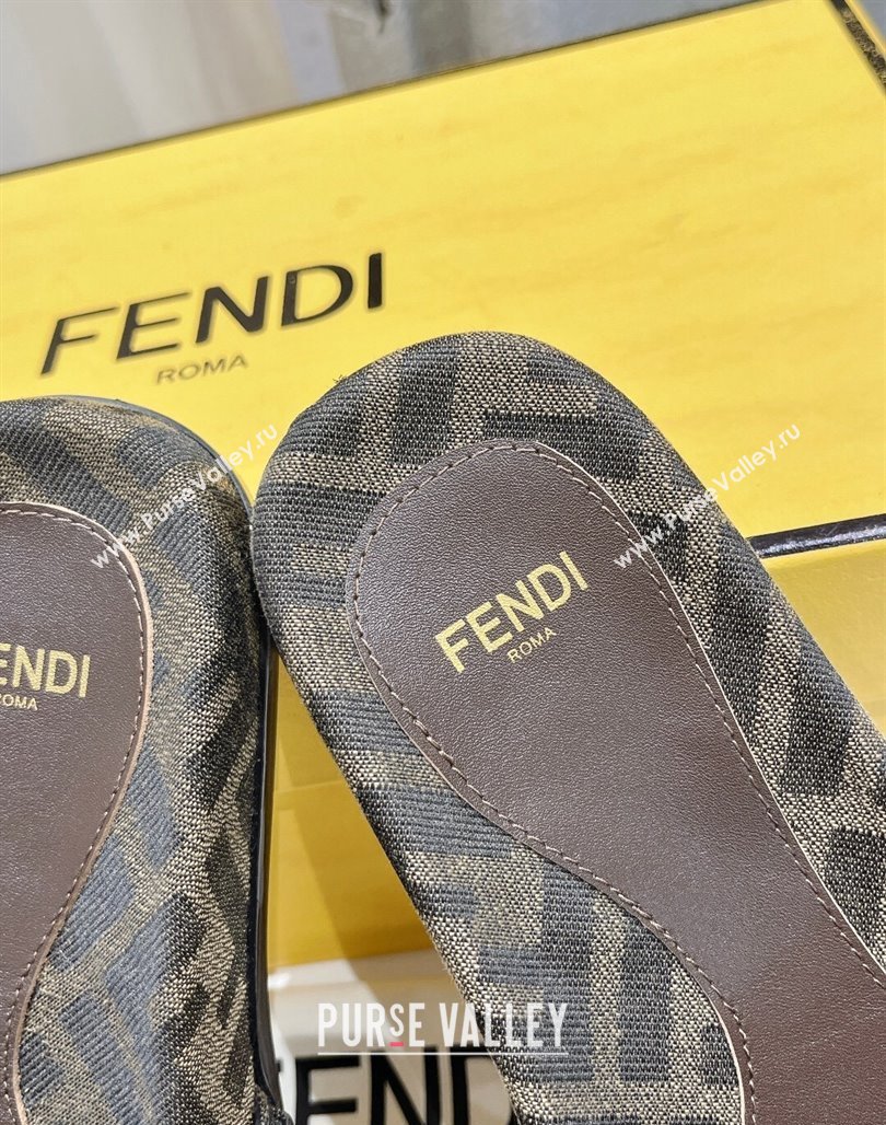 Fendi Feel Flat Slide Sandals in FF jacquard Brown 2024 0702 (MD-240702105)