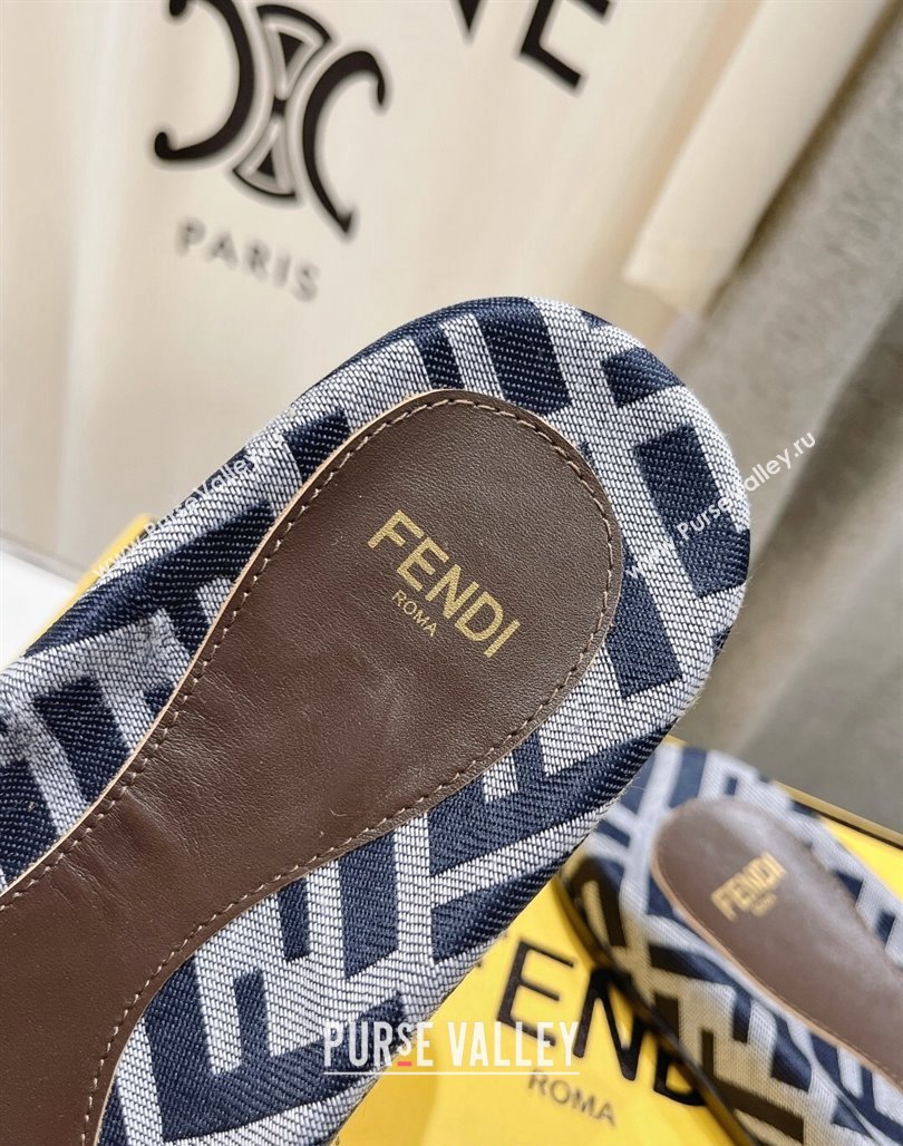 Fendi Feel Flat Slide Sandals in FF jacquard Dark Blue 2024 0702 (MD-240702106)