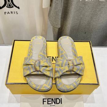 Fendi Feel Flat Slide Sandals in FF jacquard Yellow 2024 0702 (MD-240702107)