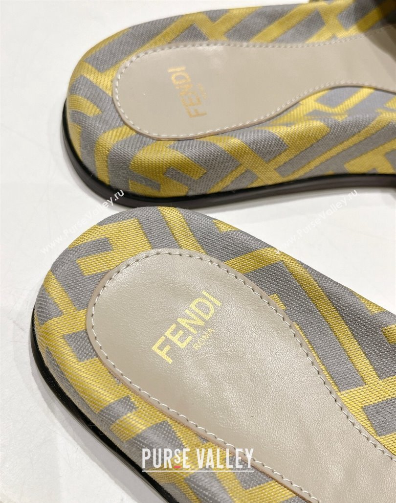 Fendi Feel Flat Slide Sandals in FF jacquard Yellow 2024 0702 (MD-240702107)