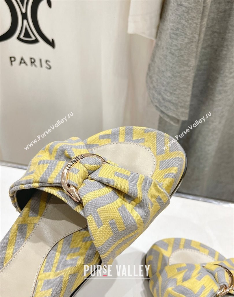 Fendi Feel Flat Slide Sandals in FF jacquard Yellow 2024 0702 (MD-240702107)