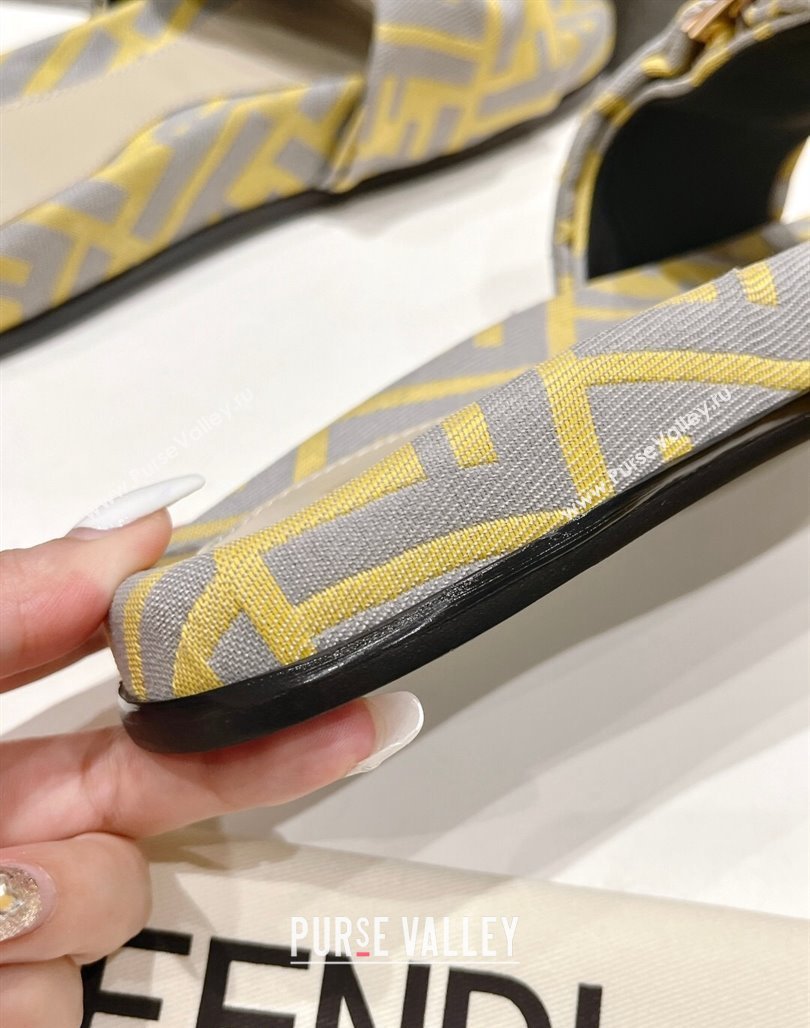 Fendi Feel Flat Slide Sandals in FF jacquard Yellow 2024 0702 (MD-240702107)