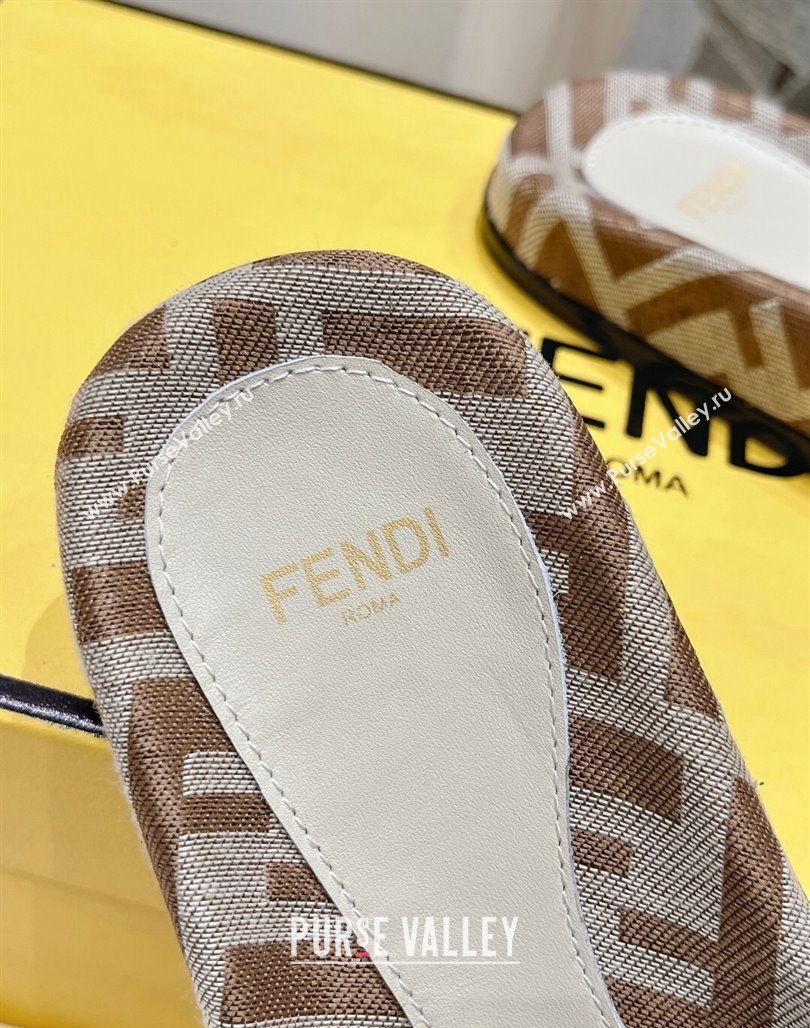 Fendi Feel Flat Slide Sandals in FF jacquard Beige 2024 0702 (MD-240702109)