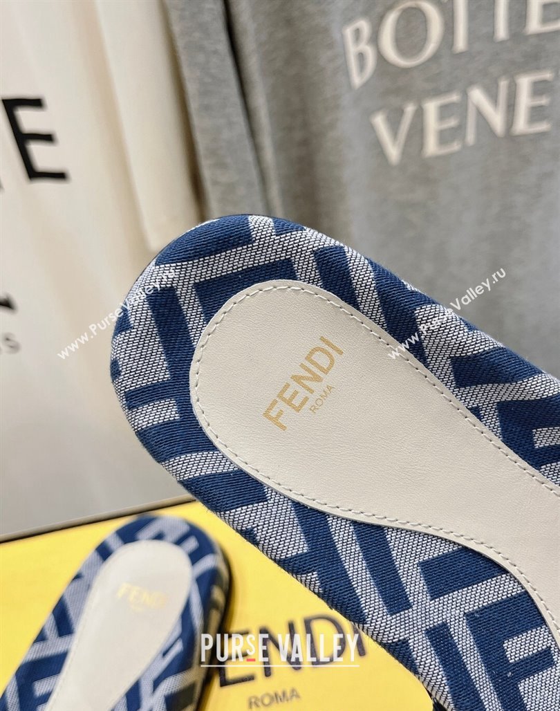 Fendi Feel Flat Slide Sandals in FF jacquard Navy Blue 2024 0702 (MD-240702110)