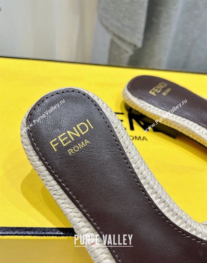 Fendi Signature Flat Slide Sandals in Woven Fiber Beige 2024 0702 (MD-240702095)