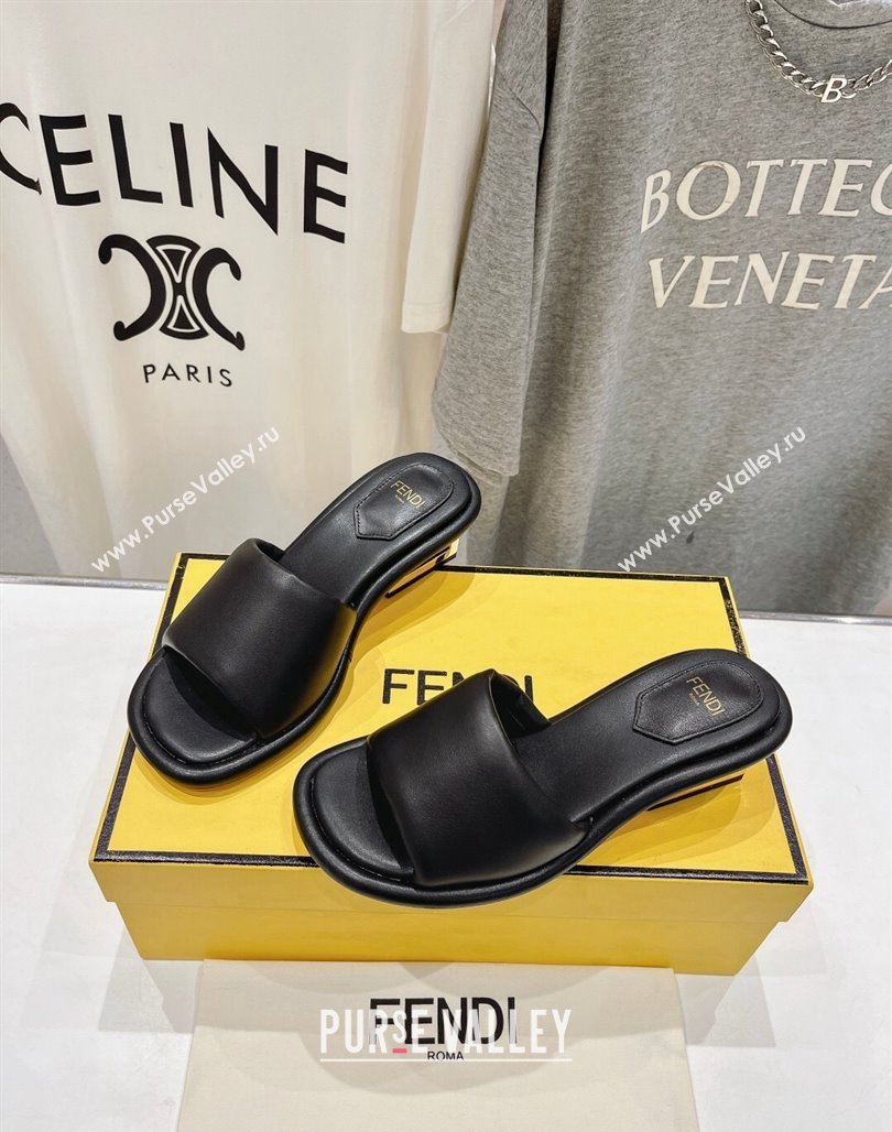 Fendi Baguette Heel Slides Sandal 4.5cm in Nappa Leather Black 2024 0702 (MD-240702099)