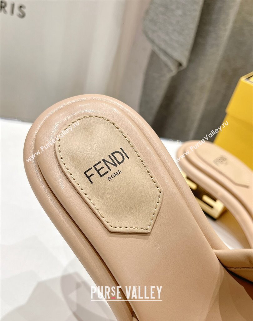 Fendi Baguette Heel Slides Sandal 4.5cm in Nappa Leather Beige 2024 0702 (MD-240702100)