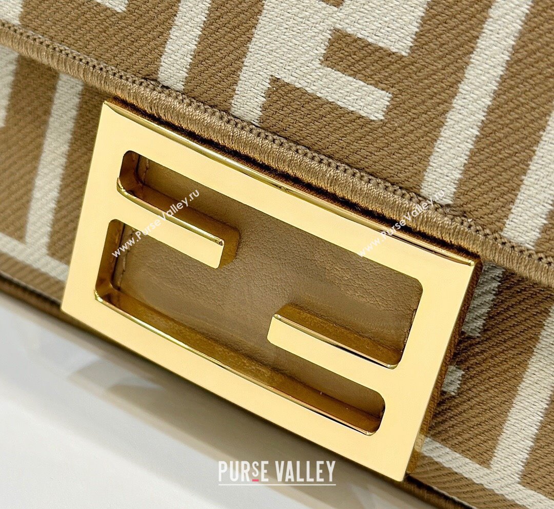 Fendi Baguette Mini Bag in Pequin striped and Beige FF fabric 2024 8660 (CL-240715112)