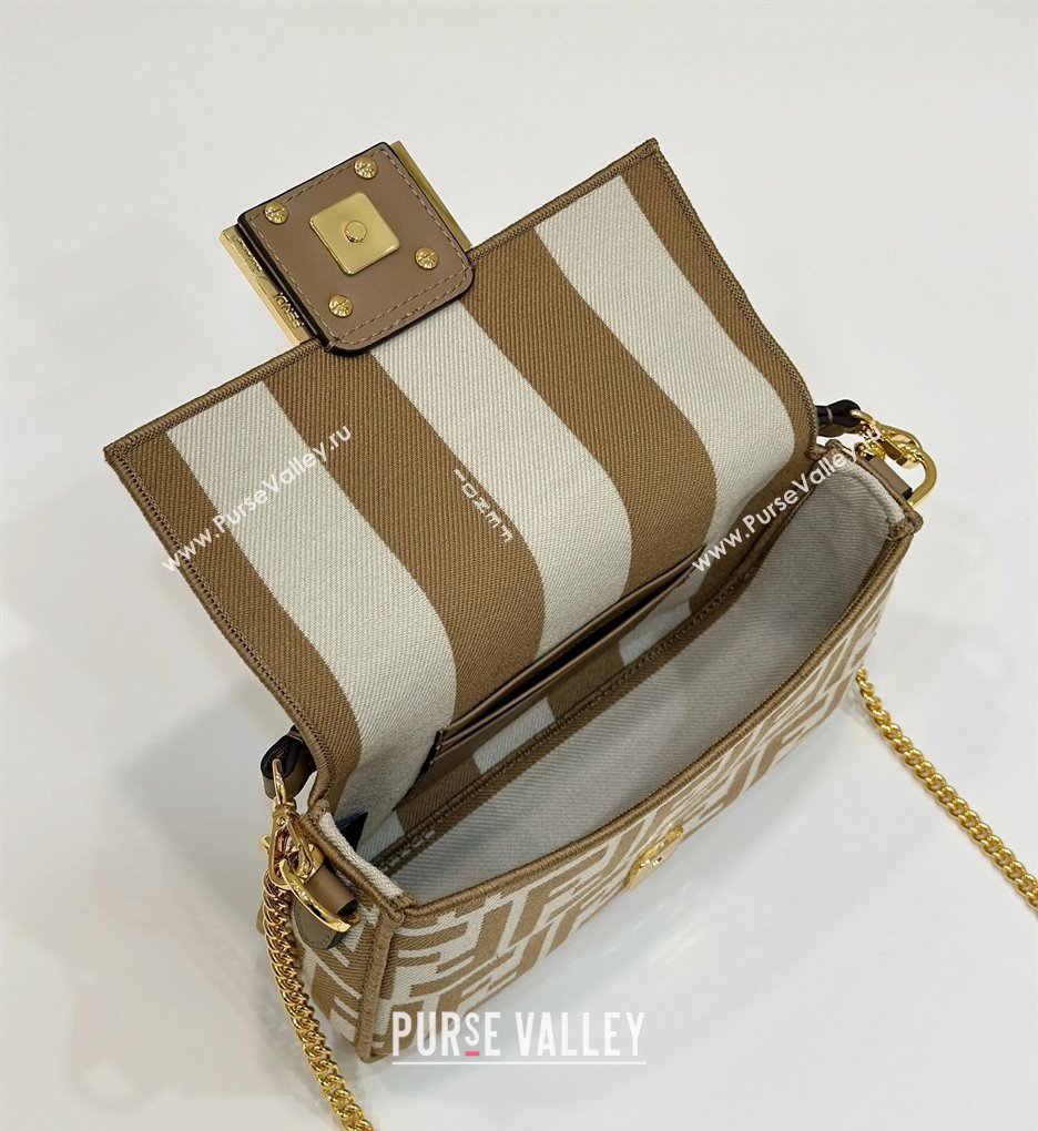 Fendi Baguette Mini Bag in Pequin striped and Beige FF fabric 2024 8660 (CL-240715112)