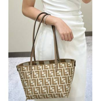 Fendi Small Roll Reversible shopper Tote Bag in Pequin striped and Beige FF fabric 2024 8661S (CL-240715110)