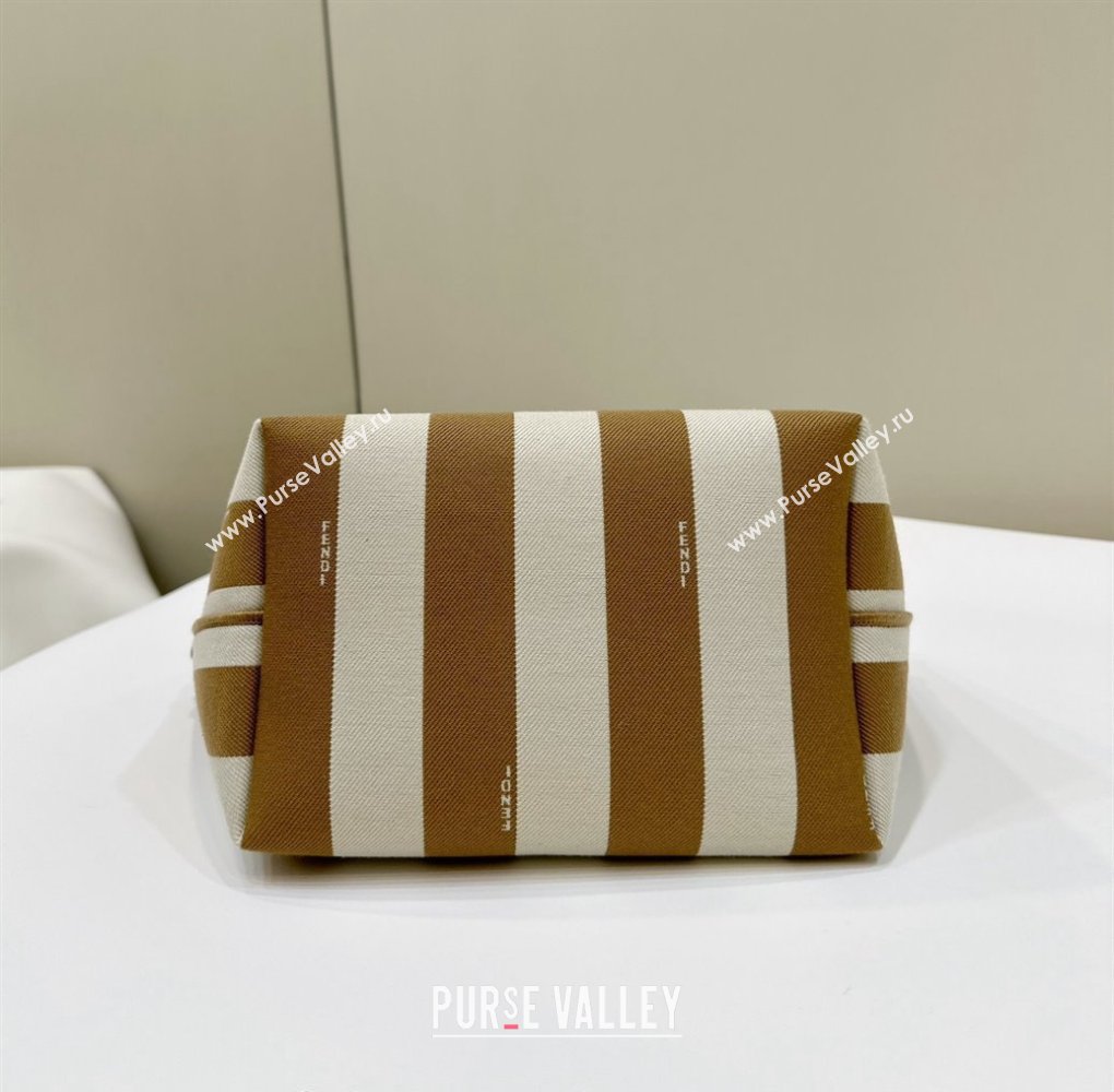 Fendi Small Roll Reversible shopper Tote Bag in Pequin striped and Beige FF fabric 2024 8661S (CL-240715110)