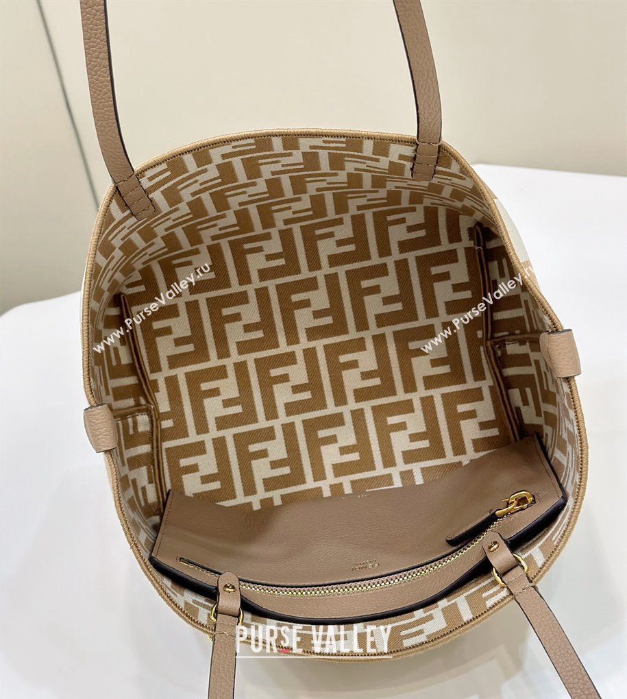 Fendi Small Roll Reversible shopper Tote Bag in Pequin striped and Beige FF fabric 2024 8661S (CL-240715110)