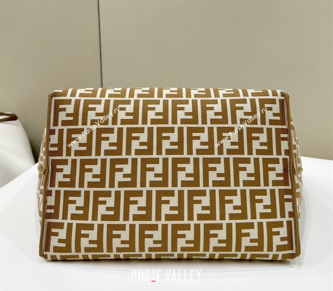 Fendi Large Roll Reversible shopper Tote Bag in Pequin striped and Beige FF fabric 2024 8661L (CL-240715111)