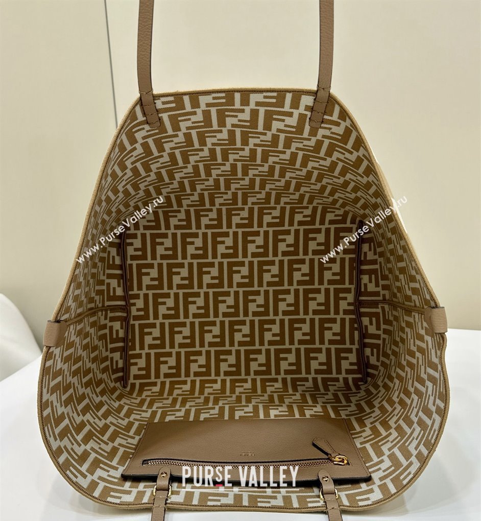 Fendi Large Roll Reversible shopper Tote Bag in Pequin striped and Beige FF fabric 2024 8661L (CL-240715111)