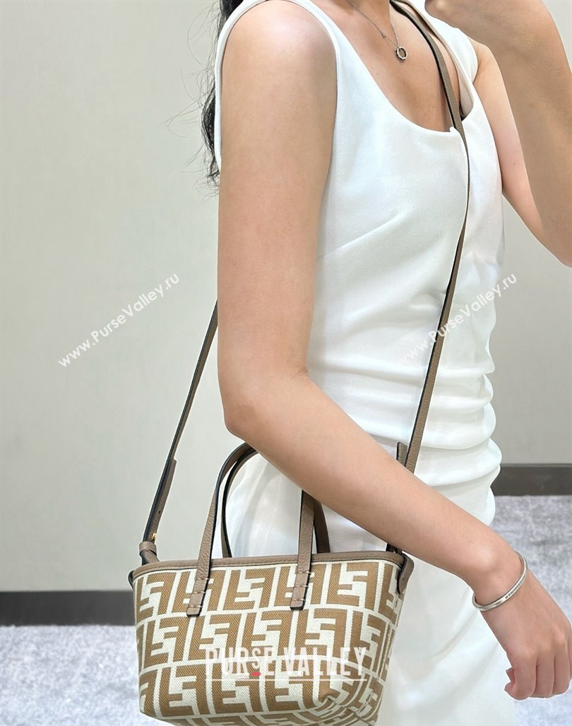 Fendi Roll Mini Tote bag in FF jacquard Beige 2024 8655 (CL-240715106)