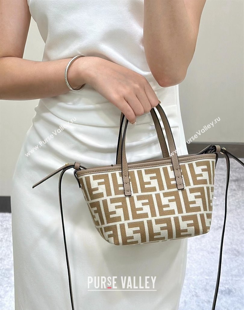 Fendi Roll Mini Tote bag in FF jacquard Beige 2024 8655 (CL-240715106)