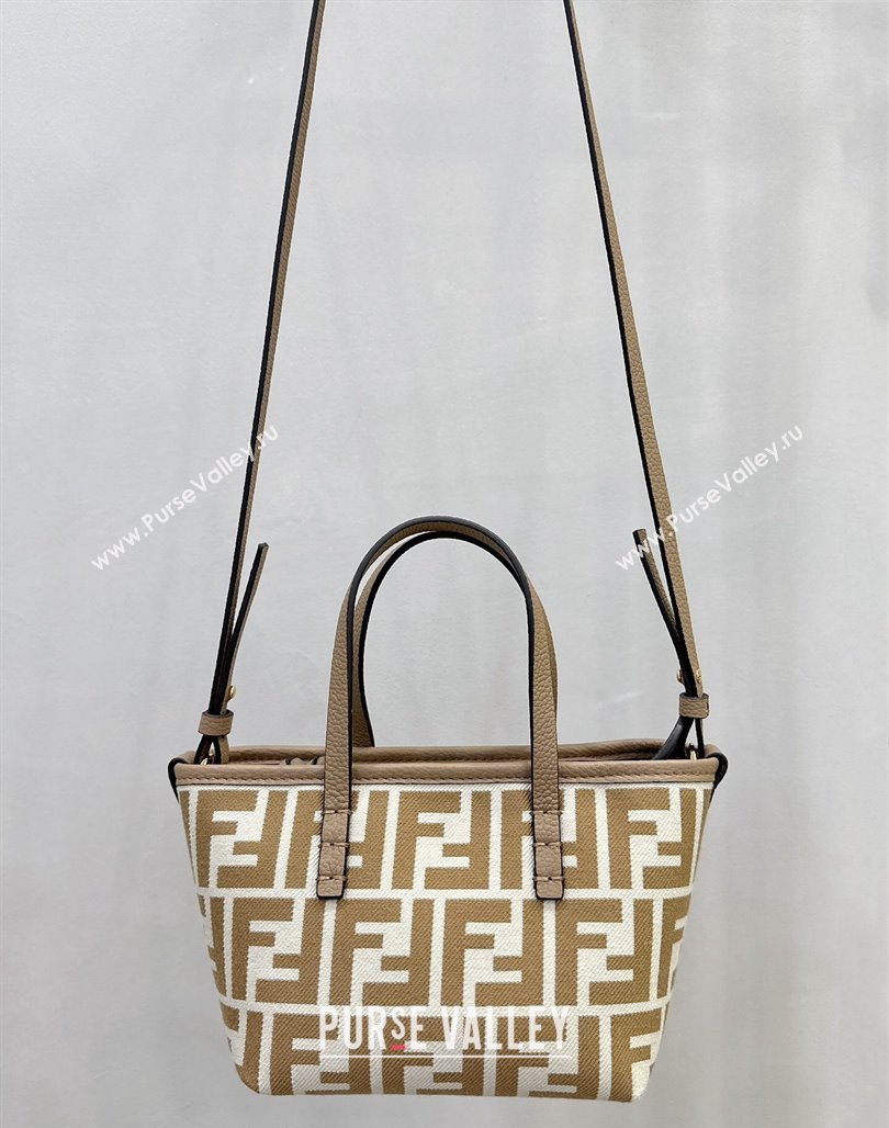 Fendi Roll Mini Tote bag in FF jacquard Beige 2024 8655 (CL-240715106)