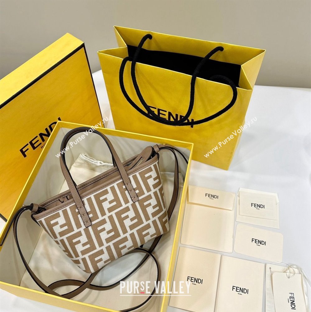 Fendi Roll Mini Tote bag in FF jacquard Beige 2024 8655 (CL-240715106)