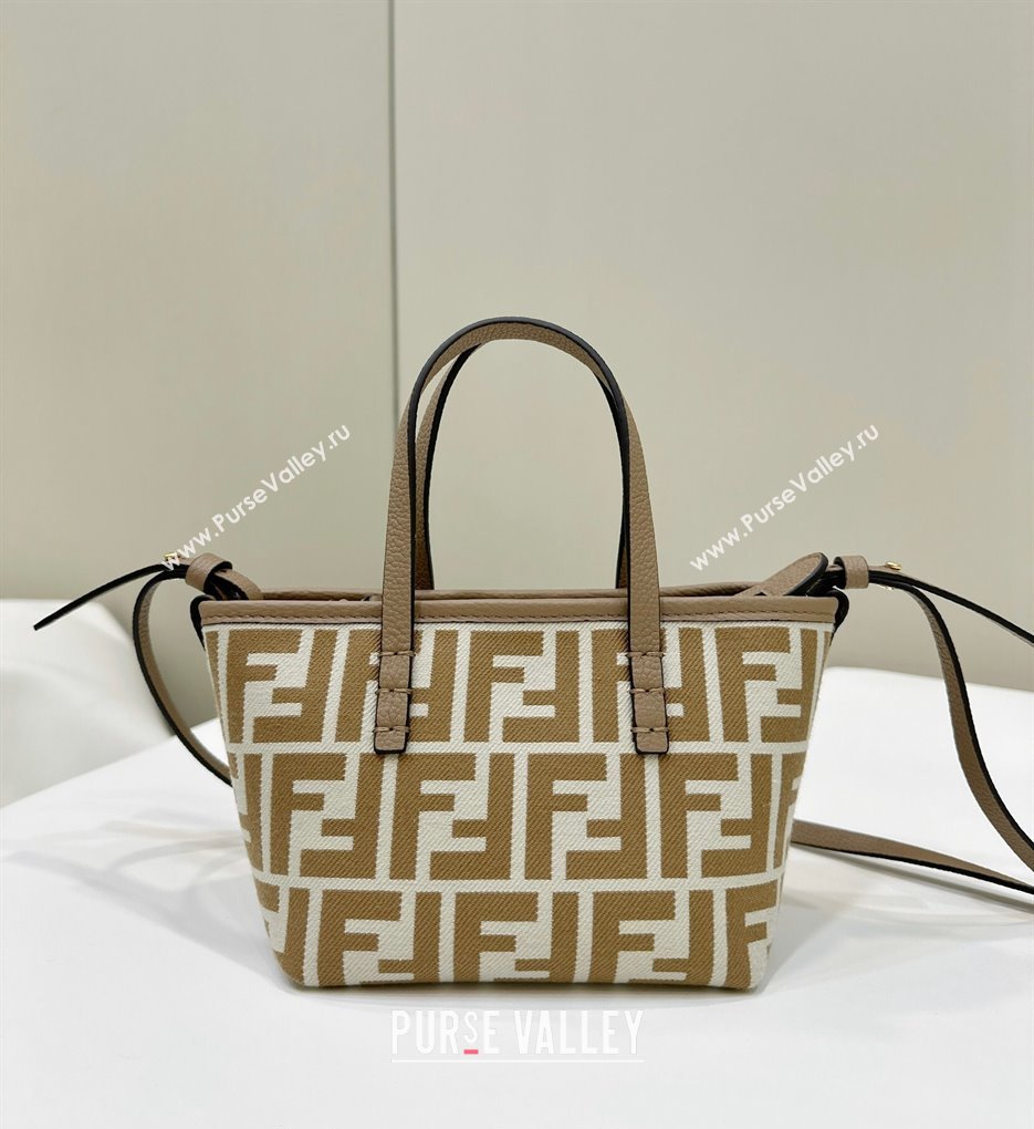 Fendi Roll Mini Tote bag in FF jacquard Beige 2024 8655 (CL-240715106)